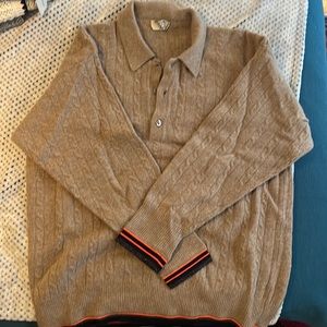 Vintage Valentino Tan Sweater with Black and Red Accents